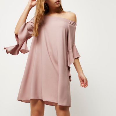 Nude pink bardot swing dress